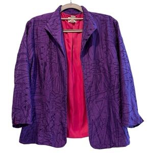 CHICO’S Open Front‎ Long Sleeve Silk Blazer Purple Size 0 (4)